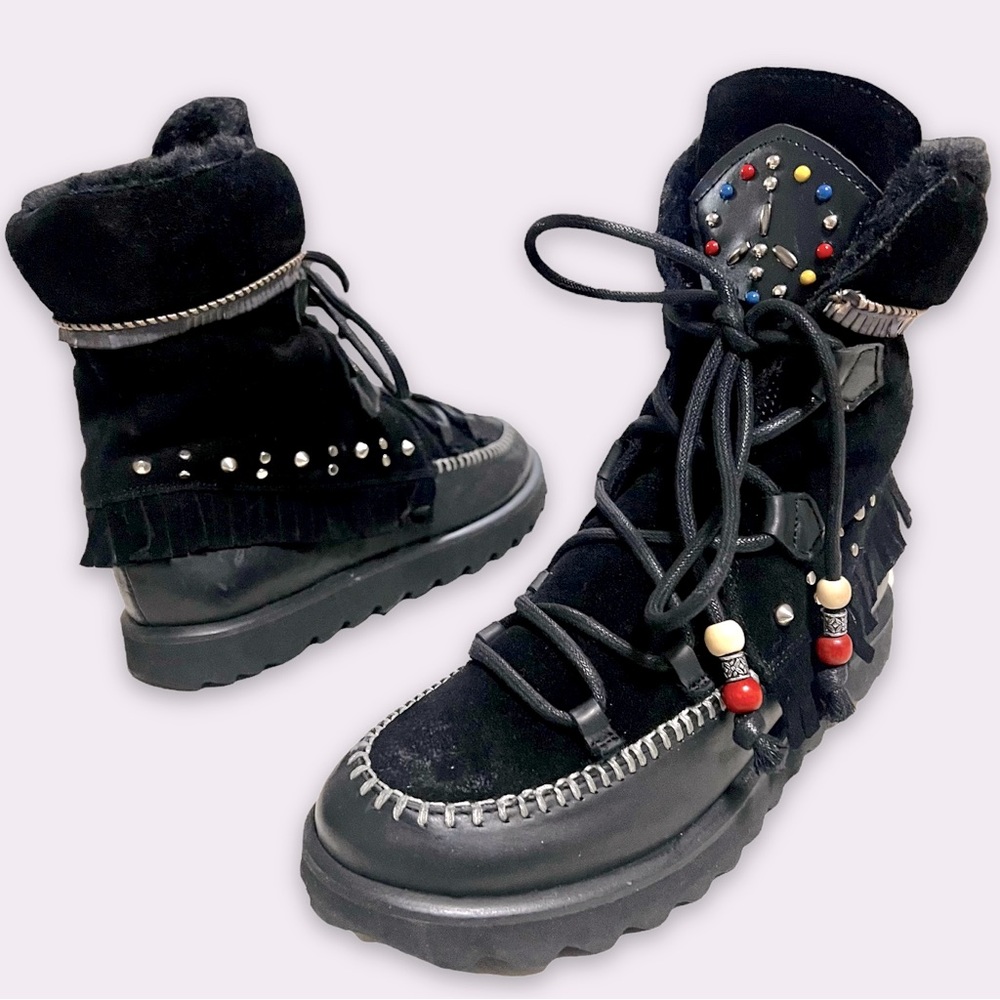 NEW* CHOCOLAT BLU STUDDED MOCCASIN FUR LINED BOOT  7 / 37